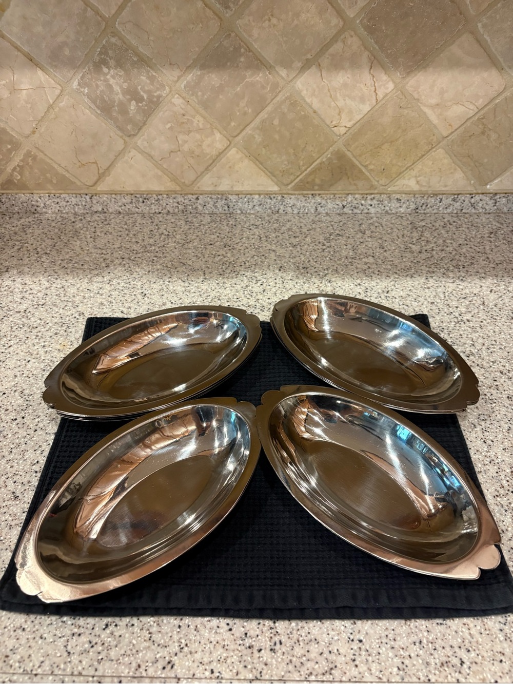 Set of 16 stainless steel oval au gratin dishes